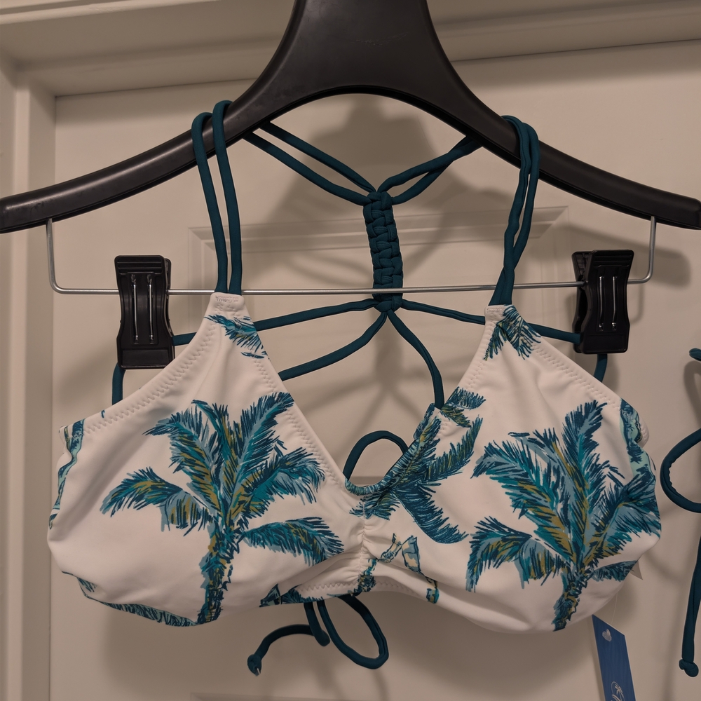 Cupshe Palm Tree Print Bikini - White and Teal - Picture 7 of 9